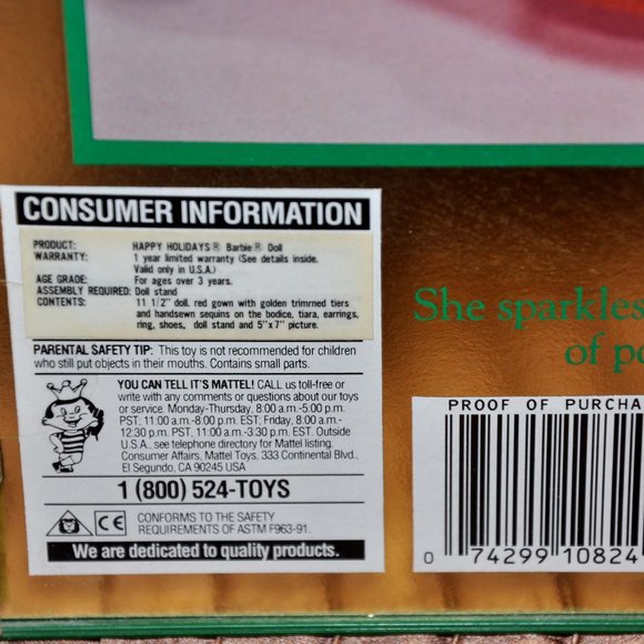 Vintage Collectible 1993 Happy Holidays Special Edition Barbie Doll (NIB) - Picture 6 of 6
